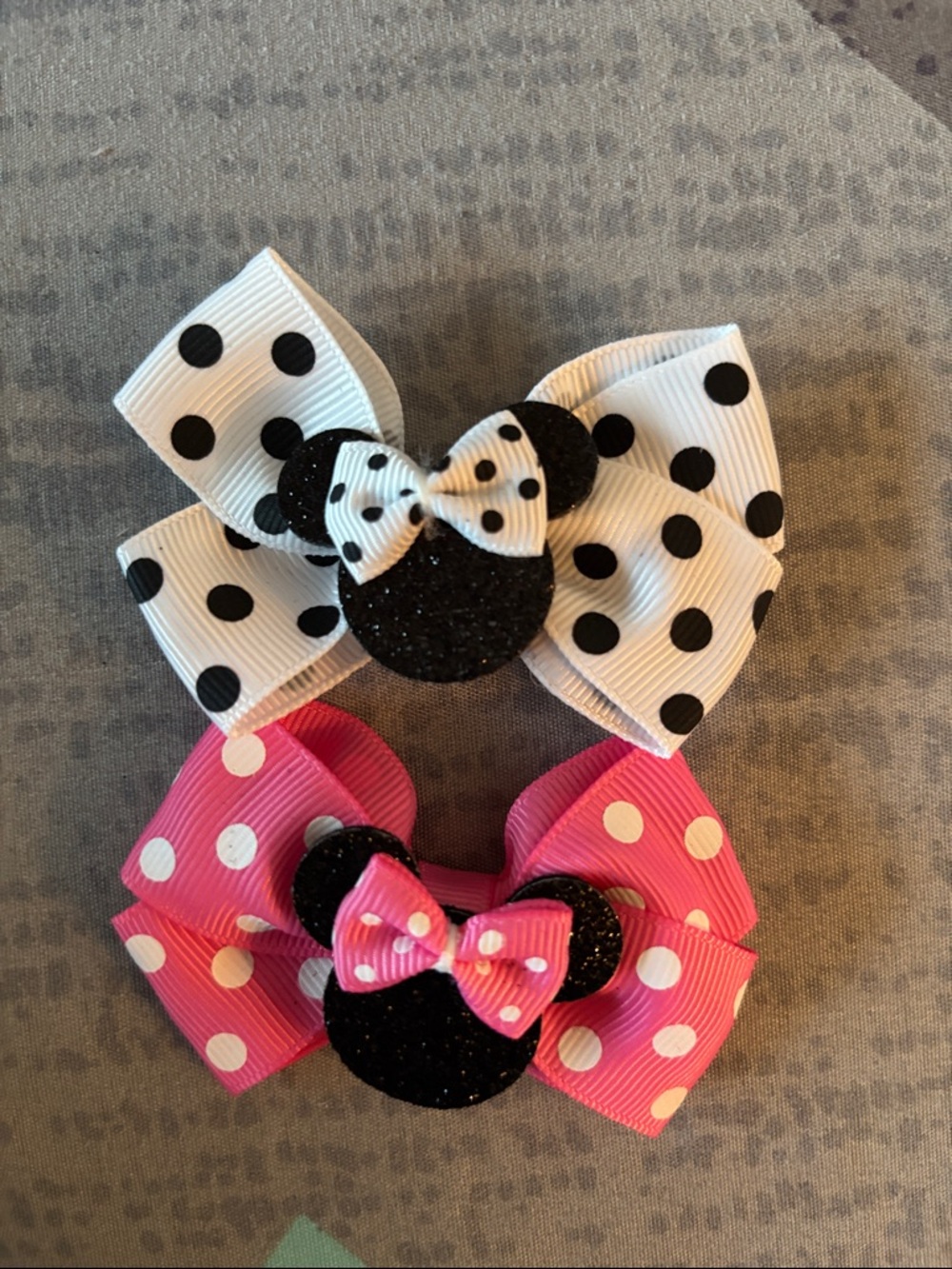 Polka Dot Minnie Ear Hair Bows - Black/White and Pink/White